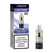 HAWCOS x Lost Mary Pro Max 7000 Berry Fusion prefilled pod kit with high-capacity rechargeable device